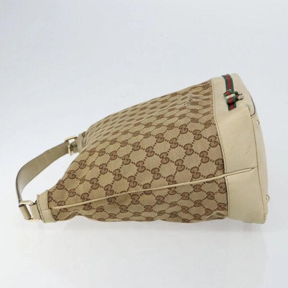 GUCCI GG Canvas Web Sherry Line Pretty Bag Beige Gold - Picture 4 of 15